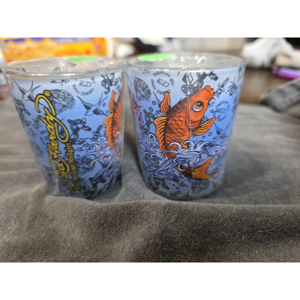 Ed Hardy Christian Audigier Koi Fish Candles Blue Tattoo Art NEW Sealed Lot 2